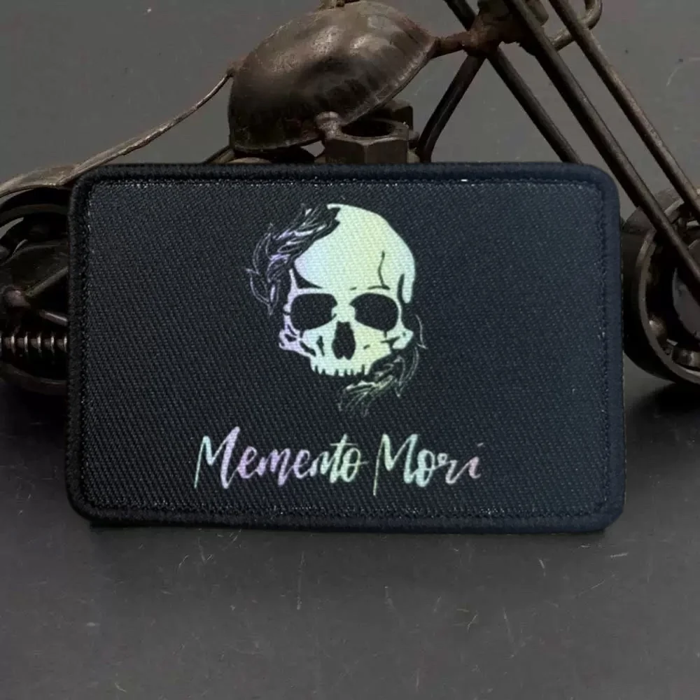 Memento Mori Skeleton Printed Tactical Patch Hook&Loop Emblem Military Skeleton Morale Badge Armband Clothes Backpack Stickers