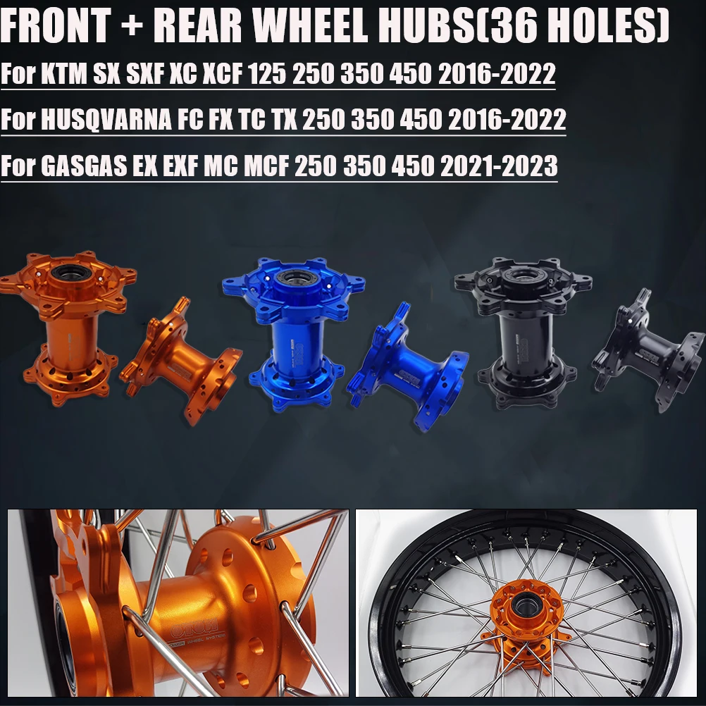 Для мотоцикла KTM HUSQVARNA GASGAS 2016-2023 Ступица переднего и заднего колеса 36 отверстий с ЧПУ Алюминий SX SXF XC XCF FC TC FX MC MCF EX EXF