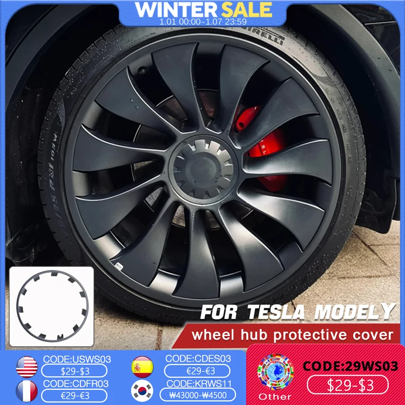 

21 Inch Wheel Hub Protection For Tesla Model Y Performance Rim Patch Protectors ABS Wheel Covers hubcaps 2021 2022 2023 2024