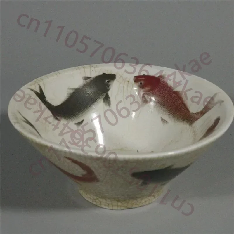 Ancient China Exquisite Porcelain Bowl with Fish Interest Pattern Bowl 12.5cm