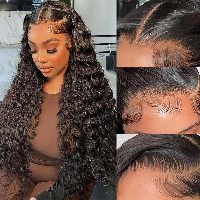 36 38 inch HD Lace Wigs Deep Wave Lace Frontal Brazilian Remy Human Hair 13x4 HD Skinlike Lace Front Wig  5x5 Closure Curly Wig