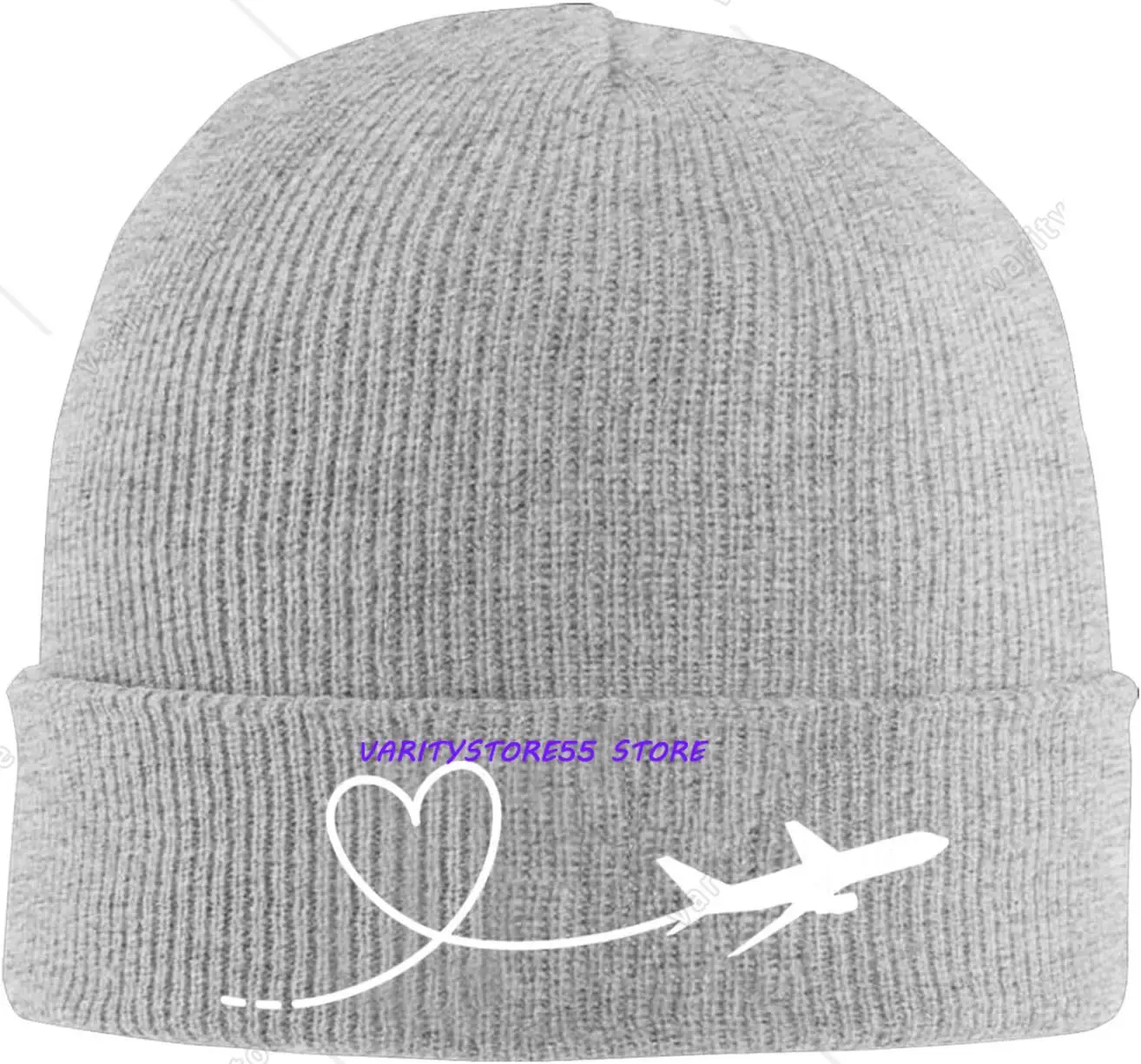 Airplane Drawing A Heart Hat Beanie Hat Knit Cap Skull Caps Slouchy Winter Warm Headwear Unisex