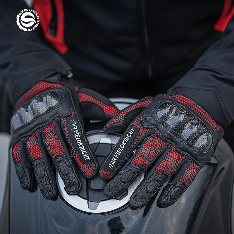 SFK Motorcyle Gloves Carbon Fiber Protection Full Finger Riding Gears Summer Mesh Breathable Antiskid Wear-resistan Touch Screen