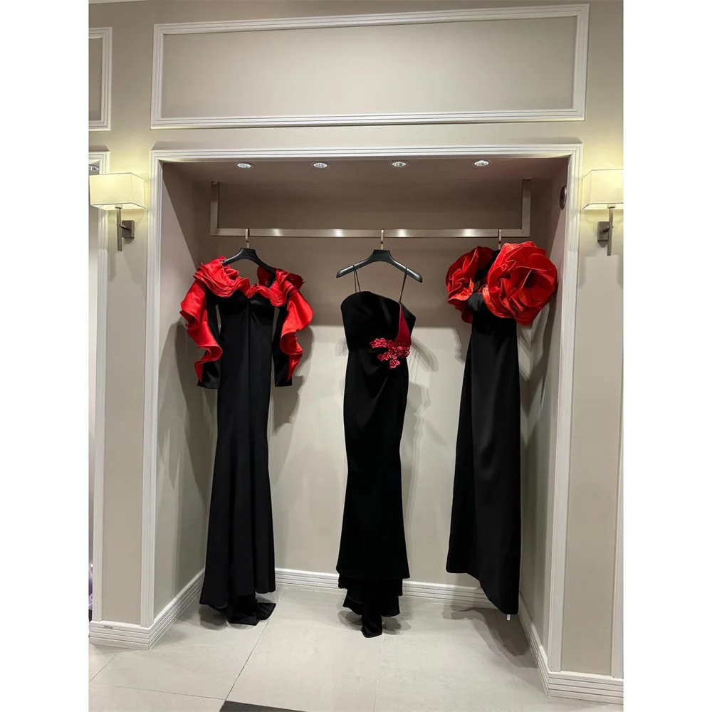 Customized Prom Dress Formal Dearin Off-the-shoulder Trumpet Floor Length Skirts Ribbon Handmade Flower Bespoke Occasion Dresses