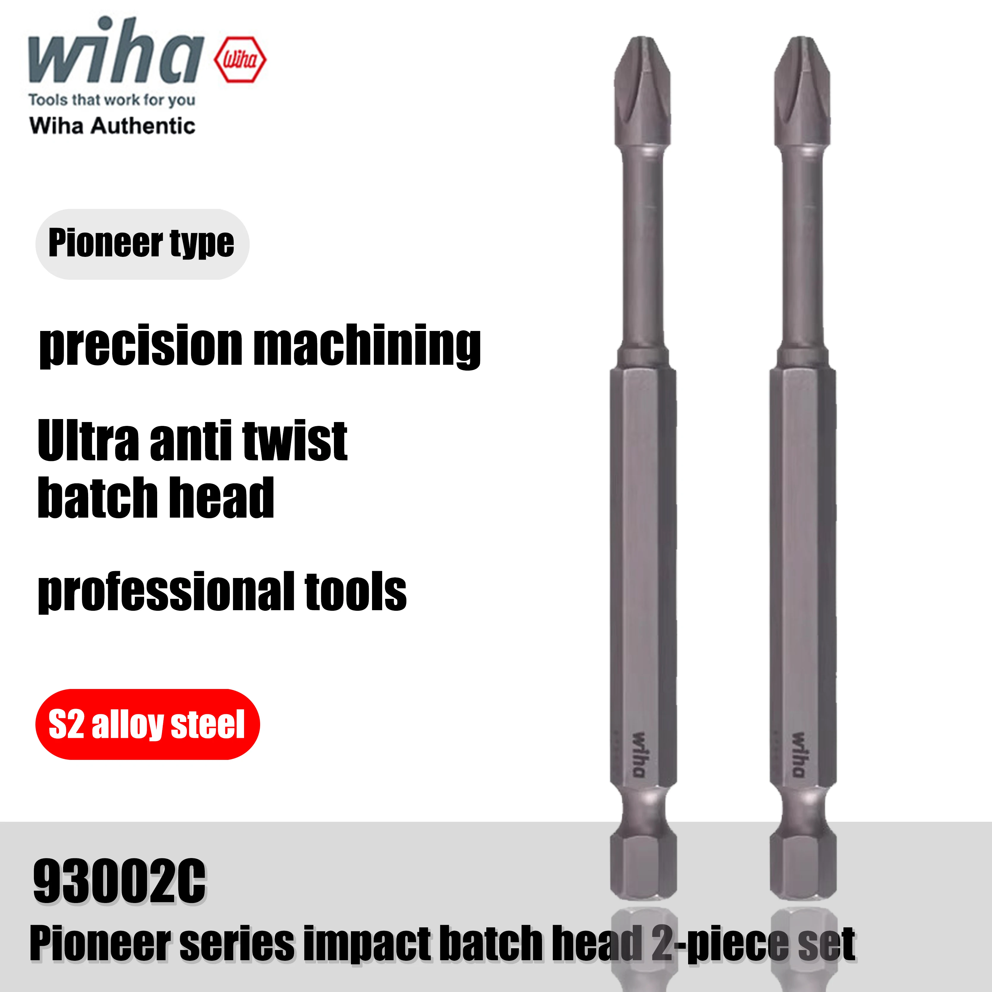 Punta de destornillador de impacto serie Wiha Pioneer, punta de destornillador profesional, accesorio de herramienta de reparación manual 93002C