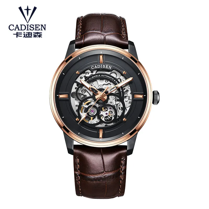 CADISEN Watch Men Japan MIYOTA 8N24 Automatic Mechanical Luxury Men Watches Sapphire Skeleton hollowing out Clock C8161G