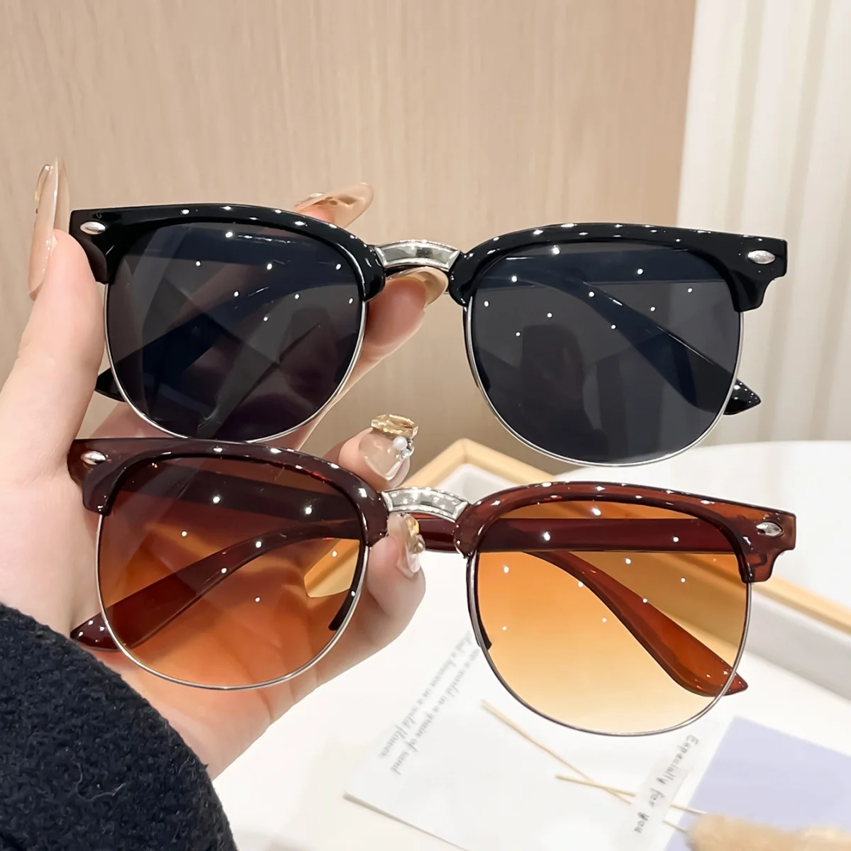 2pc/3pc European and American retro men's and women's punk frame fashion sunglasses trend versatile summer sun shading and UV pr