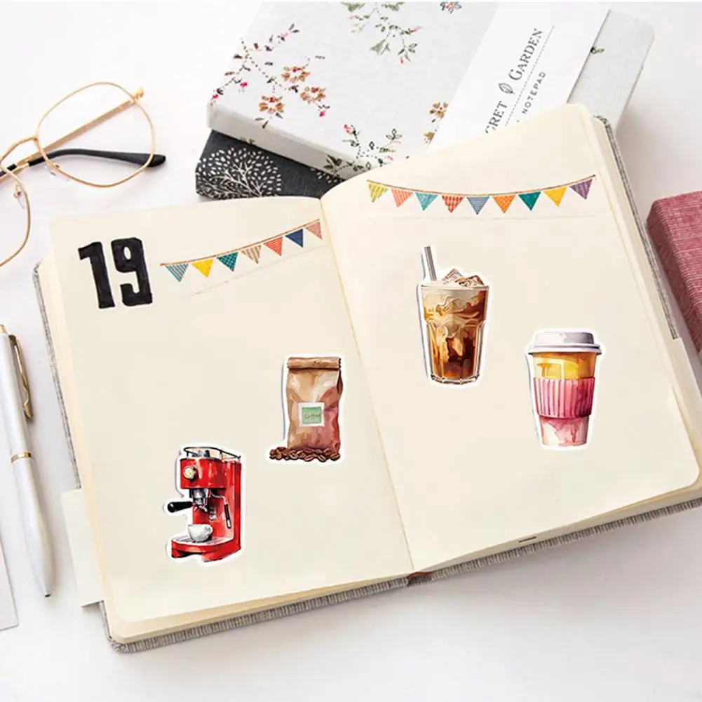 50Pcs/Set Coffee Lovers Sticker Self-adhesive Graffiti Decal Kit PVC Phone Cover Cup Luggage Skateboard Laptop Scrapbook Sticker