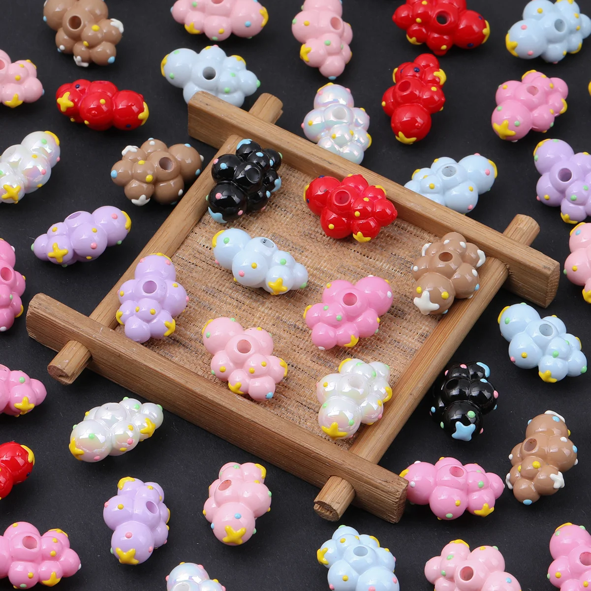 6/18pcs Random Color Hand‑painted Dot Cloud Acrylic Beads 10*21mm/17*34mm For DIY Bracelet Necklace Accessories Craft Making