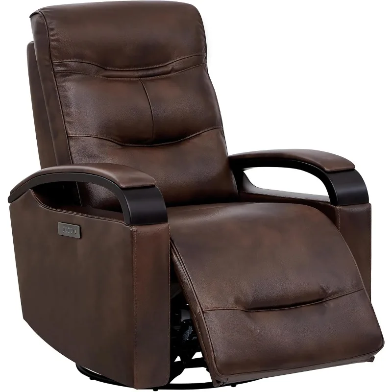 CHITA Genuine Leather Power Swivel Glider Rocker Recliner, FSC Certified Recliner Chair Sofa for Living Room and Nursery