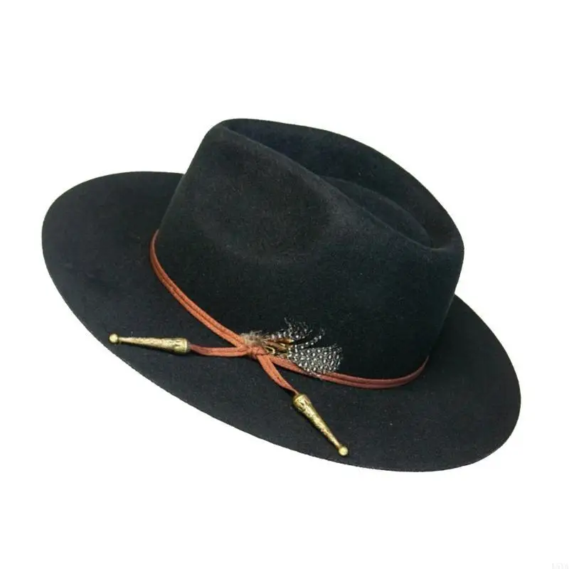 

L5YA Unisex Wool Denims Hat Personality Trendy Hat Elegant Wool Felted Men Hat for New Year Parties