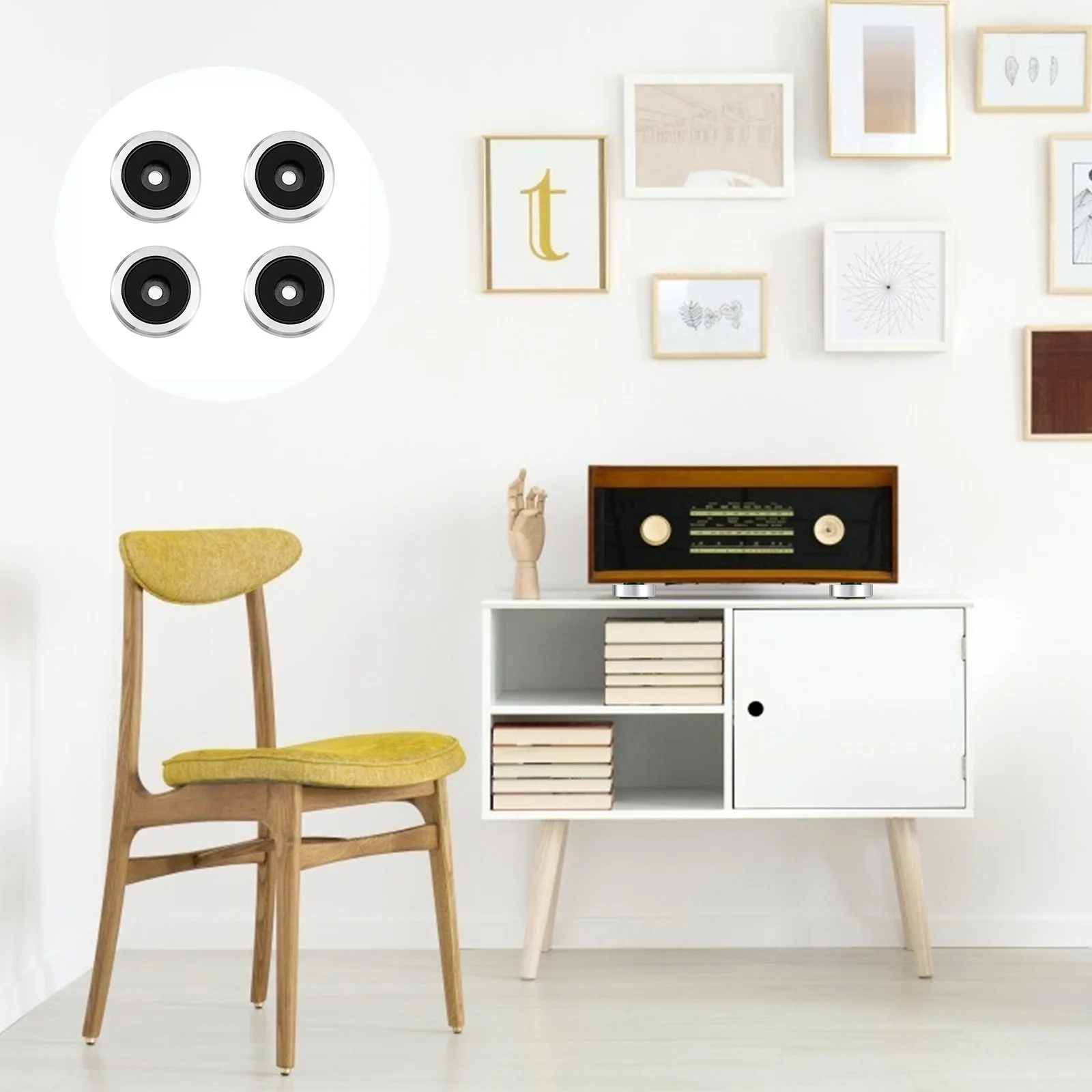 4 قطعة أقدام امتصاص الاهتزاز المتكلم للصدمات الألومنيوم البلاستيك ارتفاع قابل للتعديل مكبر للصوت الأثاث منصات العزلة