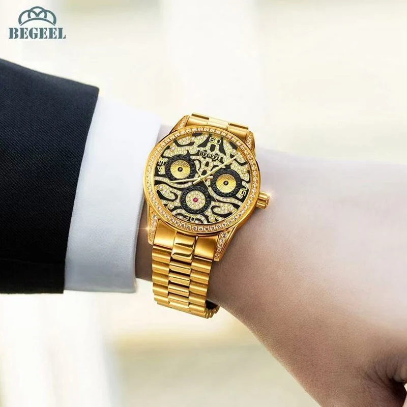Мужские часы BEGEEL, механические часы, полностью автоматические механические часы, джентльменские механические часы, светящиеся мужские часы