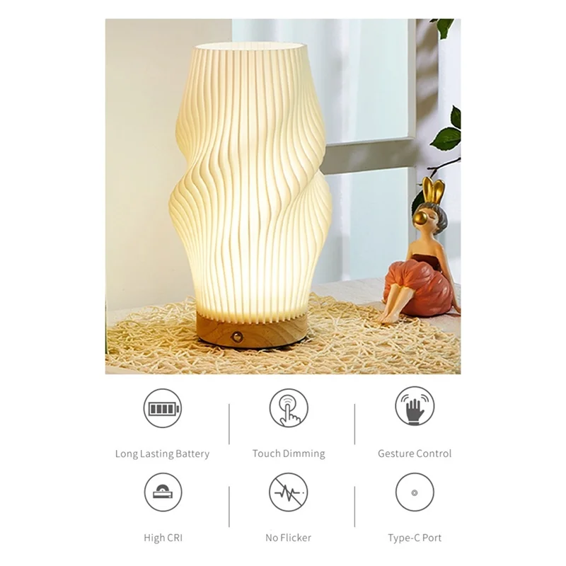 ABJY-Dimmable Novelty Small Table Lamp For Bedroom Vintage Style Striped Small Night Light Lamp Bedside Lamp