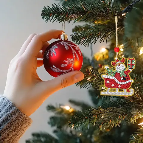 5pcs Diamond Painting Home Pendant Decoration Rhinestones Atmosphere Decoration Double Sided Pattern for Children Christmas Gift