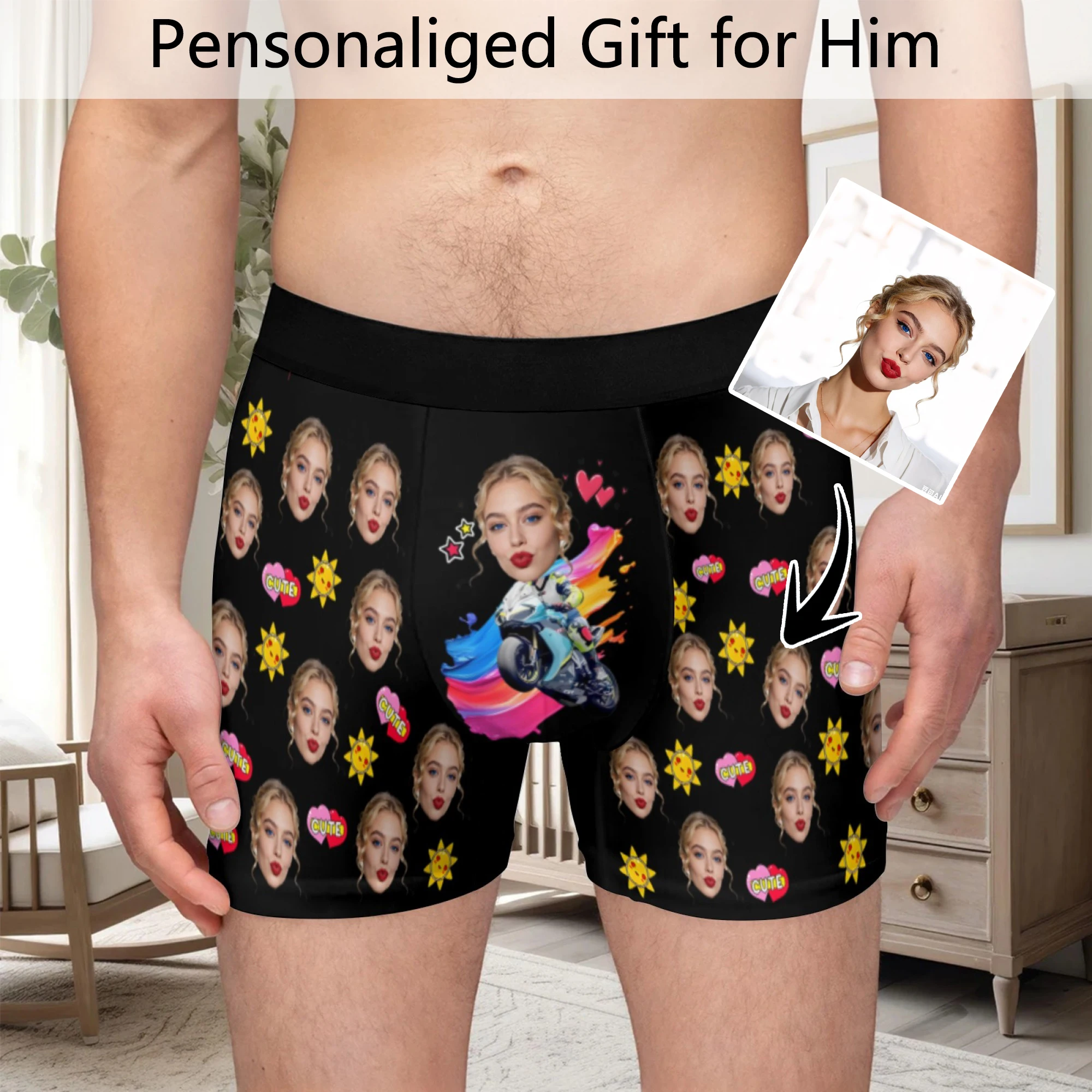 Personalized Face Photo Underwear Custom Boxer Briefs Custom Men Valentine's Day Gift For Husband Anniversary Gift for Dad