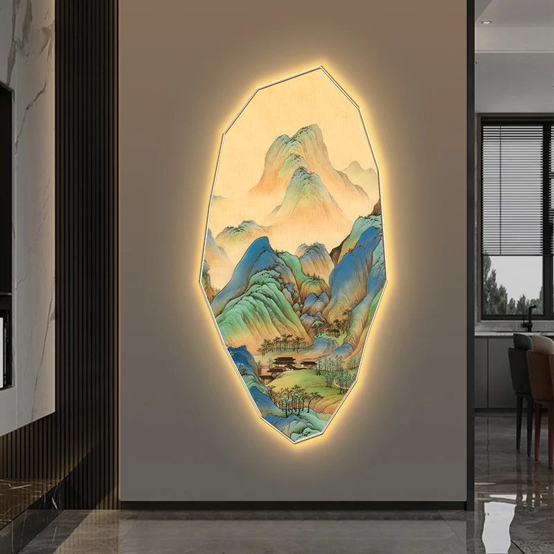 

Chinese style porch light mural light new Chinese corridor corridor hanging painting irregular fantasy landscape light with mura