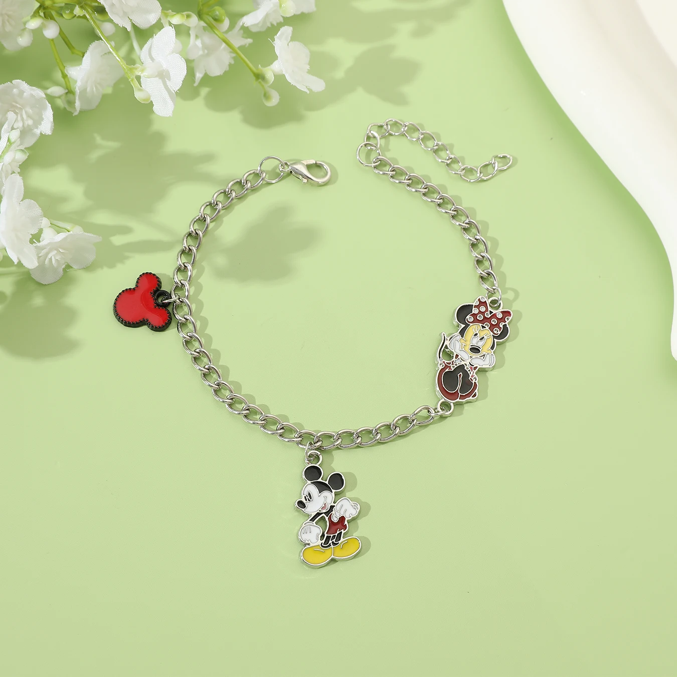 1 Disney series fashion new product simple cool Mickey Mouse Mickey Minnie element pendant versatile bracelet