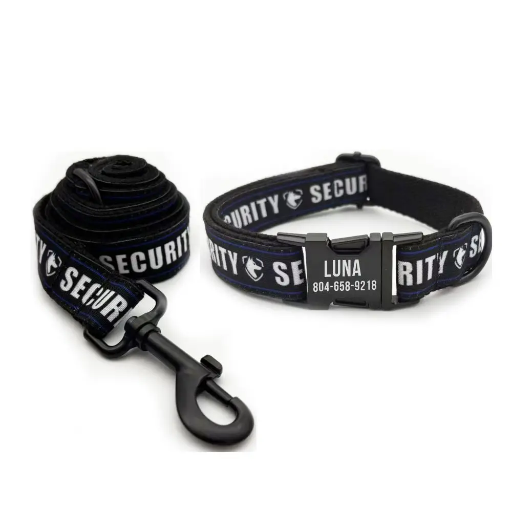 

Personalized Dog Collar with Free Engraving, Matching Pet Leash,Customzied Contacts Metal Buckle,Security Pet Collar