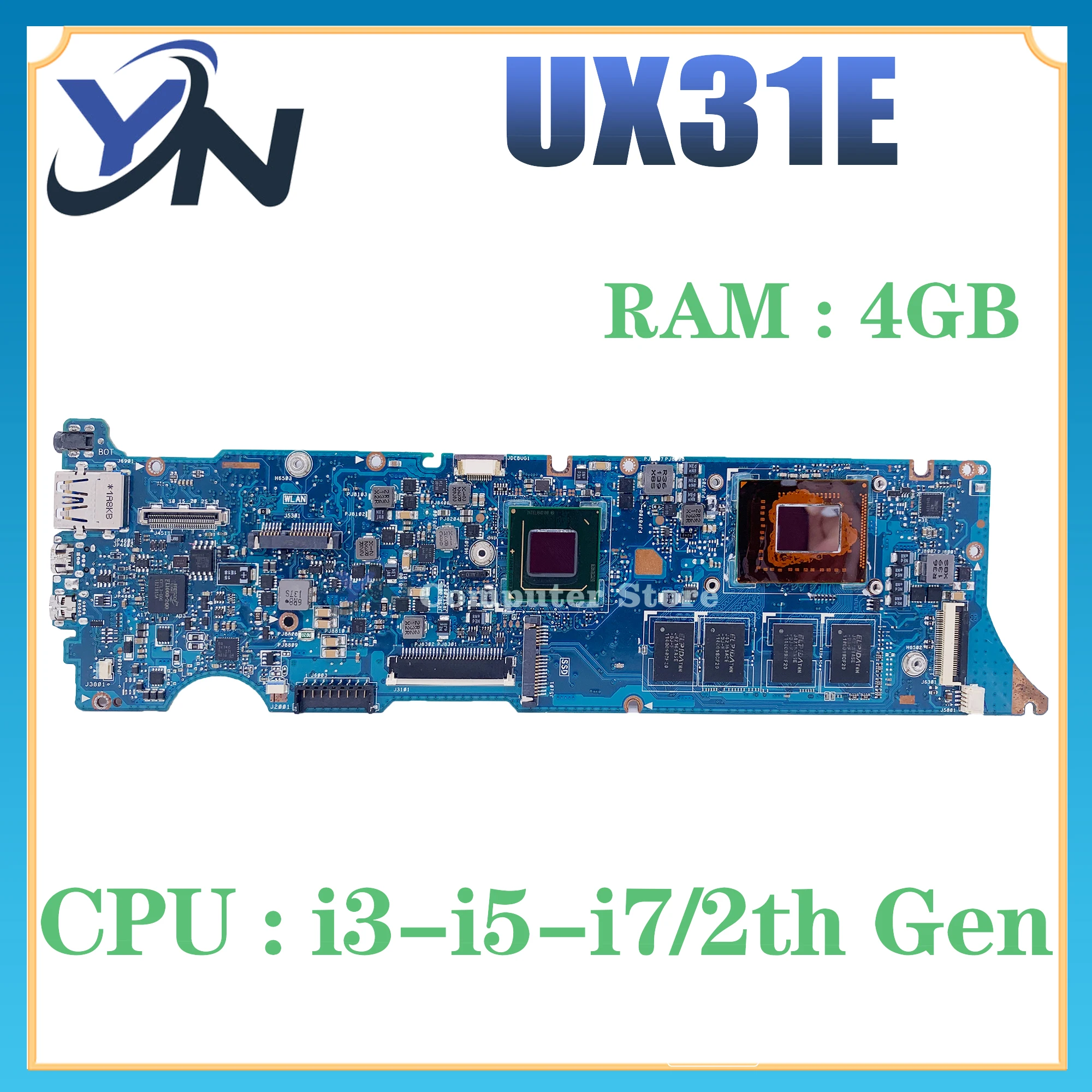 

Mainboard For ASUS Zenbook UX31E BX31E Laptop Motherboard 4GB/RAM I3 I5 I7-2TH Gen MAIN BOARD 100% TEST OK