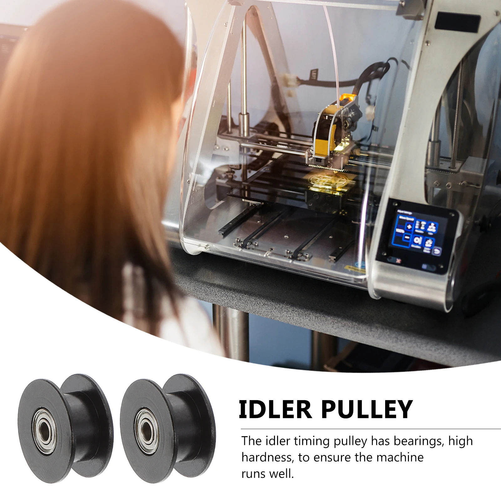 

2pcs Aluminum Alloy Printer Timing H- Teeth Idler Pulley Wear Resistant Corrosion Proof Milling Machine Compatible