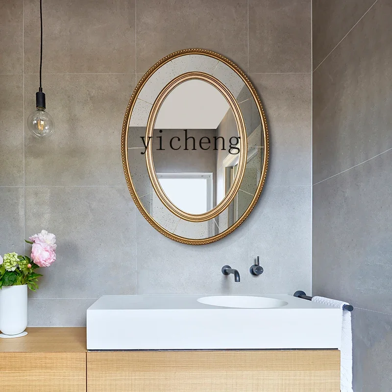 European Style Bathroom Mirror Vintage Vanity Mirror Decorative Mirror Living Room Bedroom Entrance Background Wall