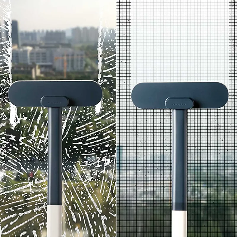 1 Multifunctional Long Handled Window Brush, Wet and Dry Dual-Use Cleaning Brush, Glass Brush, Sofa, Wall, Pet Hair, Carpet Clea