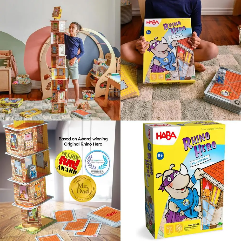 

Rhino Hero XXL: игра в штабелирование карт супергероев — эпическая команда и развлечение семьи для детей 8 лет