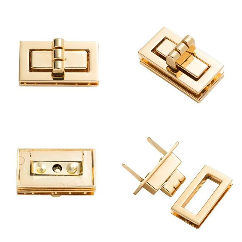 

100Pcs Rectangle Shape Metal Turn Twist Lock Handbag Fasteners Clasp Buckle Shoulder DIY Bag Case Closure Hardware Part