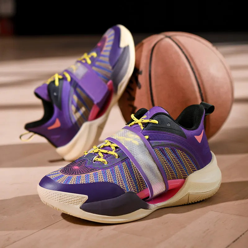 

Unisex Basketball Trainers Rebound-Enhanced, Durable and Breathable Sports Shoes Shock-Absorbing Flat-Sole Athletic Footwear