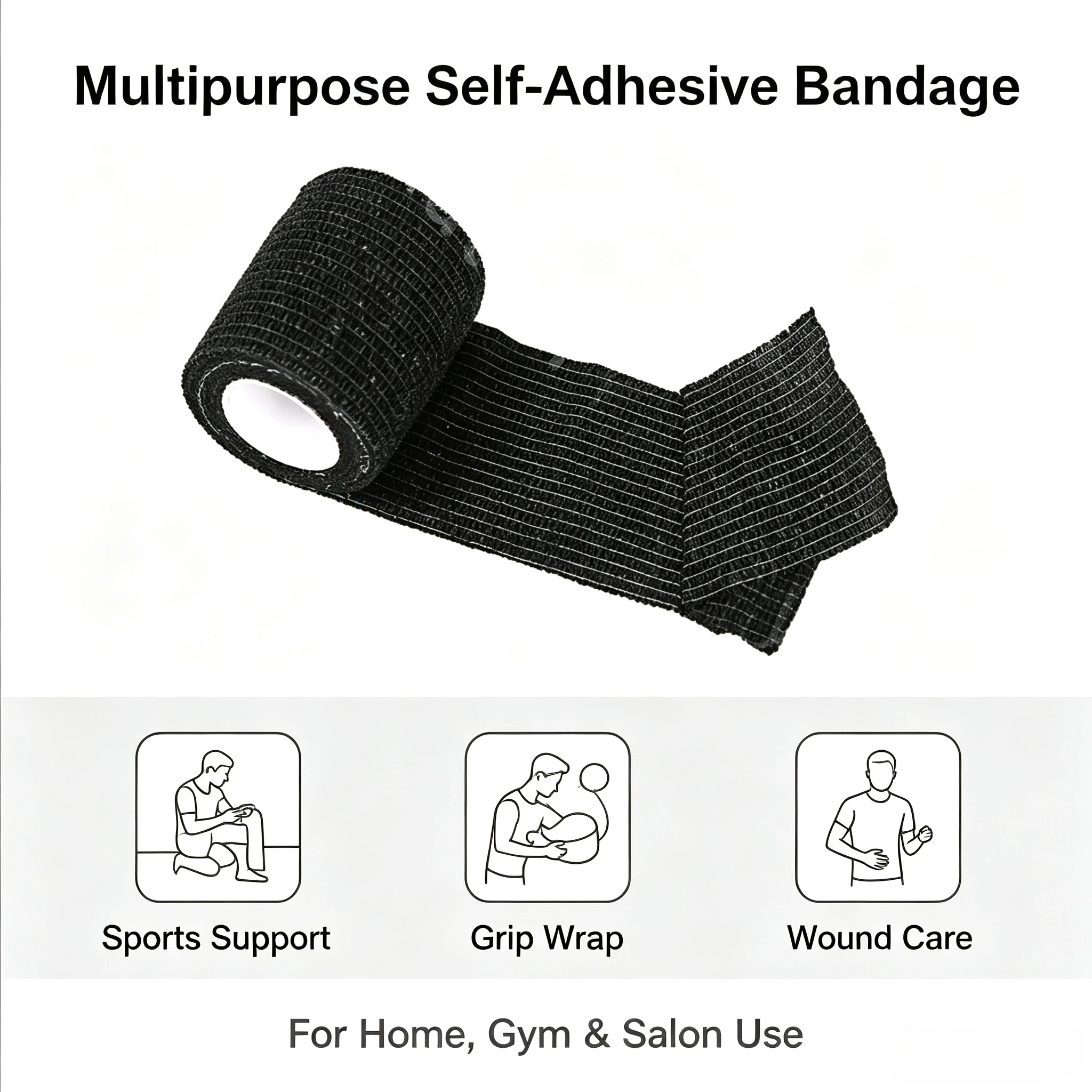 50Pc 2.5/5cm Self-adhesive Elastic Bandages Nonwoven Waterproof Breathable Disposable Anti-slip Tattoo Athletic Sports Wrap Tape