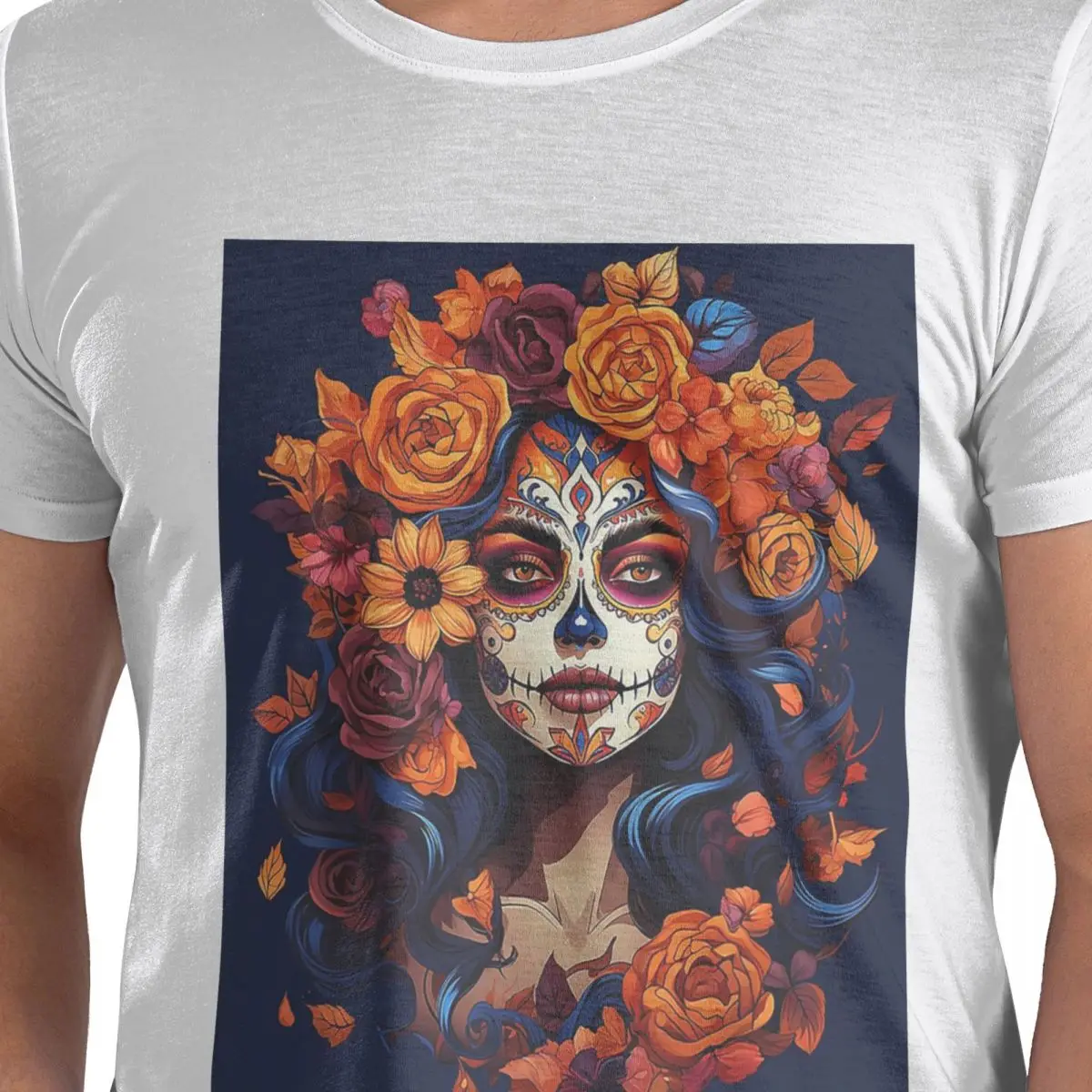 

Mexican Catrina Girl Day Of The Dead 100% Cotton T-Shirt Men's Fashion T Shirts Men Crew Neck Short Sleeve S-6XL