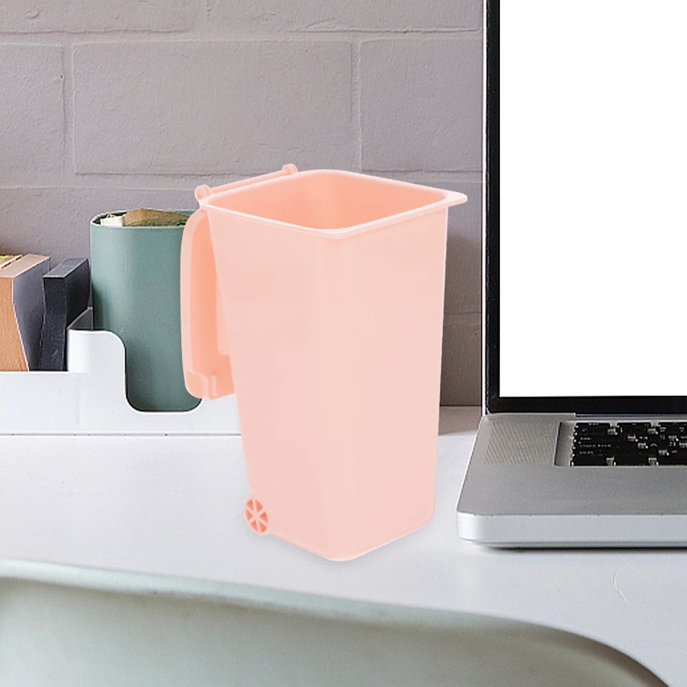 

2Pcs Mini Trash Can Desktop Covered Waste Bin Portable Tabletop Garbage Bucket Pen Holder Desk Organizer Desktop Trash Can
