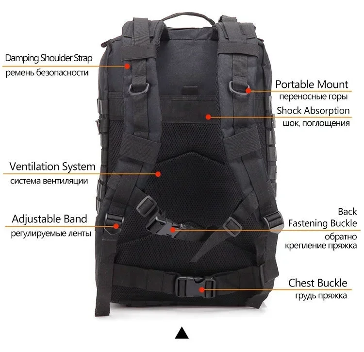 45L Taktische Rucksäcke für Männer, Reisetaschen, Outdoor 3P Schulrucksack, EDC Molle Rucksack für Trekking, Jagdtasche, Campingausrüstung – Detail 4