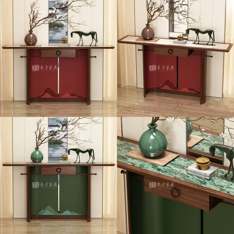 For Black Walnut Solid Wood Entryway Table New Chinese Style Entrance Cabinet Living Room Partition Console with Song Mei