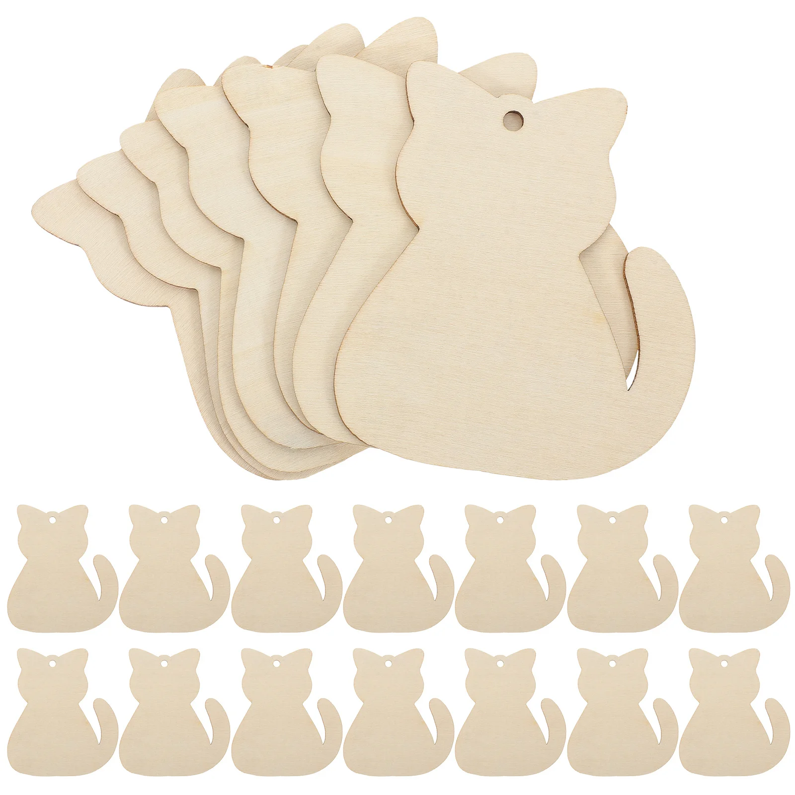 

40pcs Wooden Cat Cutouts Unfinished Diy Wood Slices For Kids Crafts Wall Ornament Handicraft Sewing Tools Wood Pieces Diy Wooden