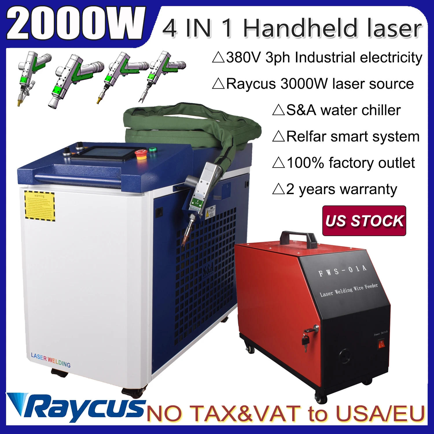 

4 IN 1 Raycus Laser welding Machine 3000W Relfar Fiber Laser Weld Cleaning Cutting Machine