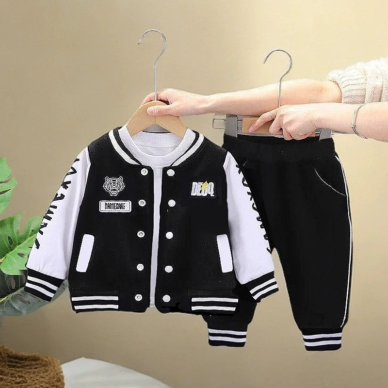 Boys Baseball Clothing Suit Girls Cartoon Sets Autumn Letter Causal Outfits New Children Fashion Jacket Pants 2Pcs Kids Costume