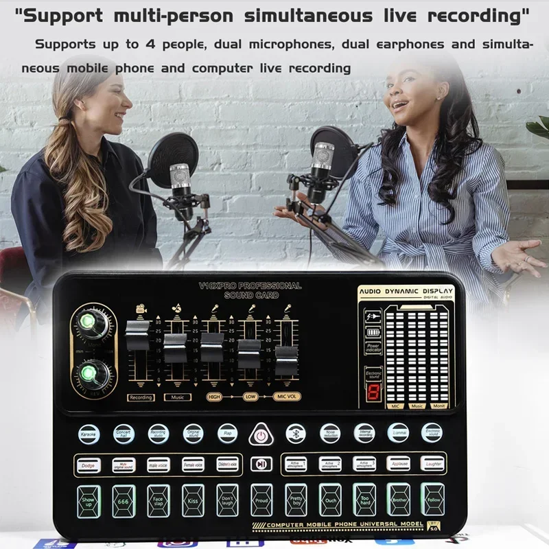 DJ Equipment BM800 Microphone Console Studio Sound Card Kit Cable Phone Mixing Computer Live Voice Mixer V10xPro Soundcard Set