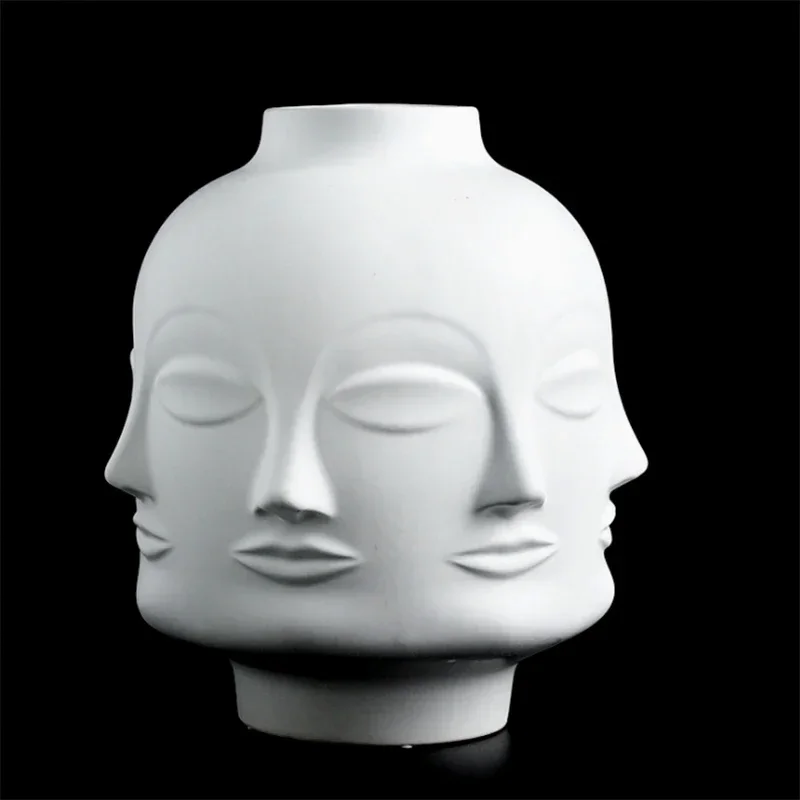 Nordic creative home decoration Face Shape Designs Ceramic Vase Porcelain decoration home corridor vases for flowers White Tools