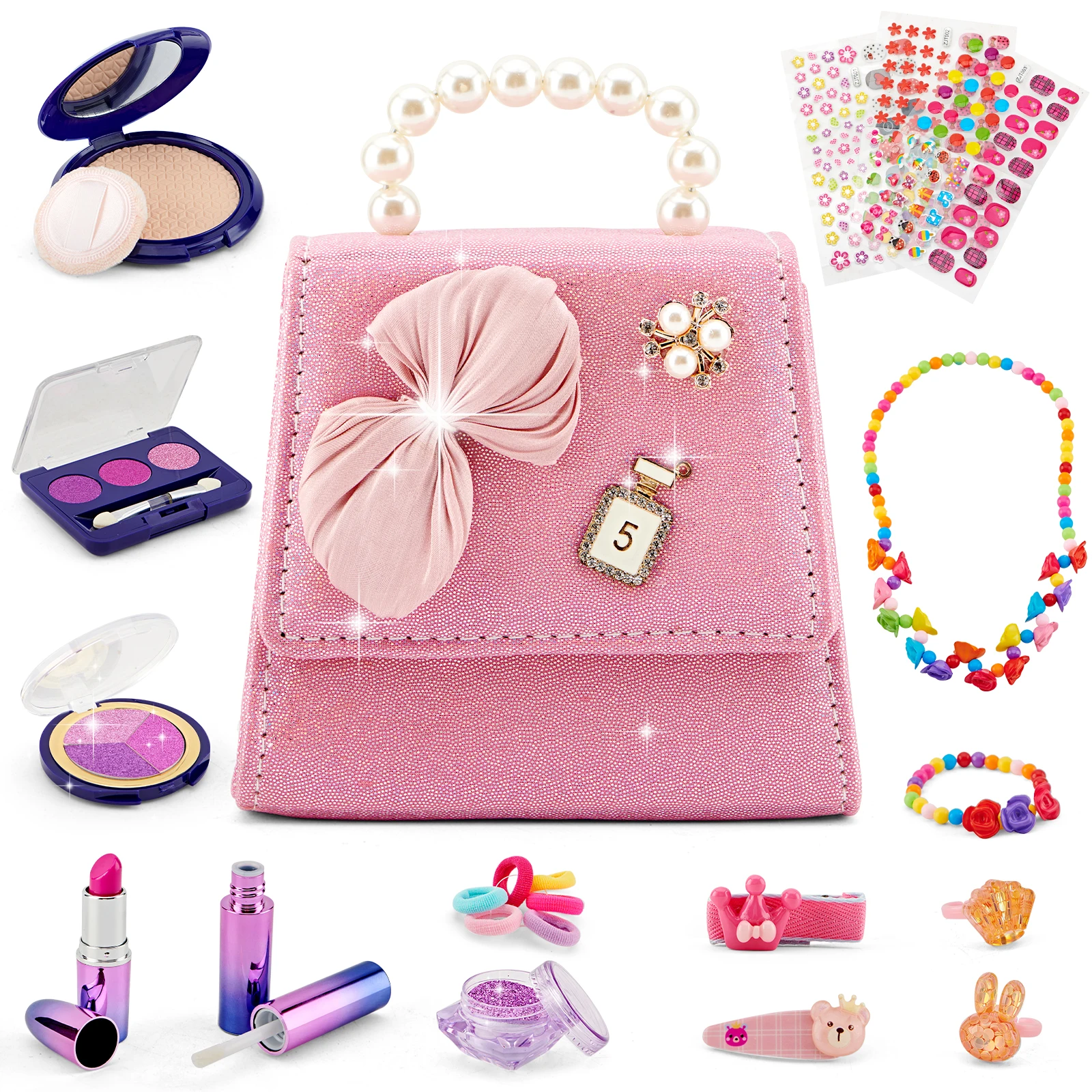 1Pc Children Girls Makeup Set Pretend Make Up Play Beautiful For Kids Cosmetic Gifts Toys,Cosmetic Bag Toys for Girls 3 4 5 6-14