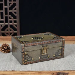 Old Wooden Pencil Box Retro Storage Box Wooden Box Antique Crafts Desktop Organizing Storage Box Home Collection Box