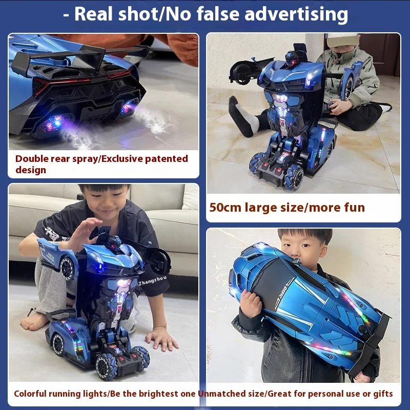50CM Large Transformable RCCar Robot 2.4G Remote WatchControl 4WD Off-Road Vehicle Best Birthday Gift for Kids Boys