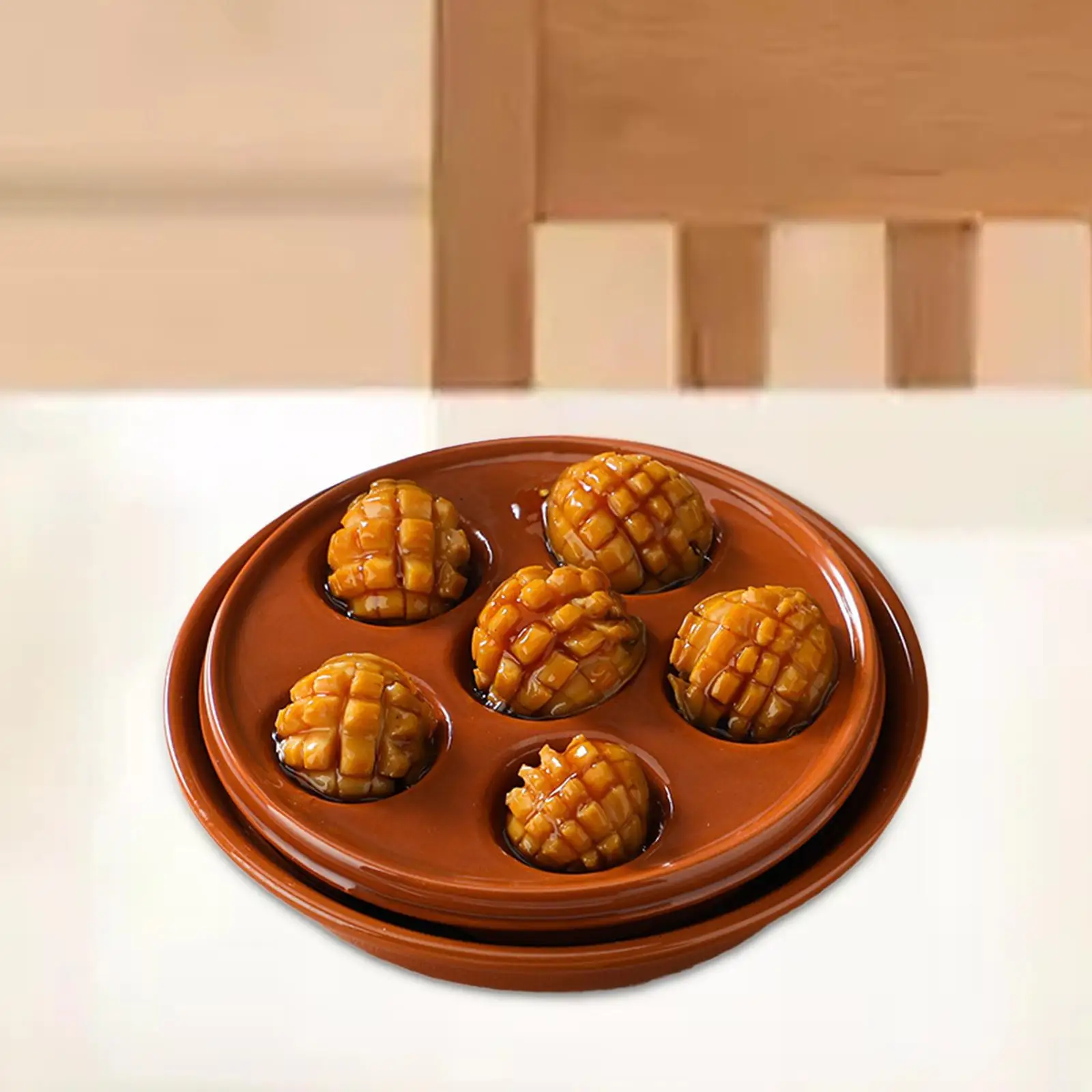 Placas de concha de cerâmica com 6 furos Prático assado Ferramenta de servir frutos do mar Prato de escargot Utensílios de cozinha para piquenique
