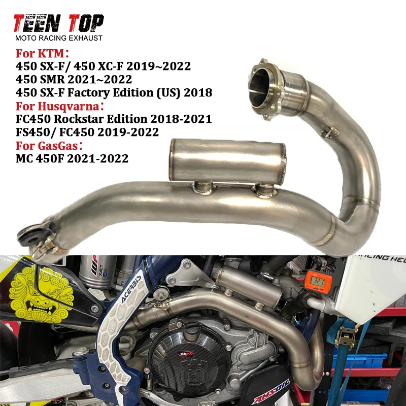 

Титановая полная выхлопная система для KTM 450SX-F США 2018, выхлопная труба DirtBike Escape для GasGas MC450F 21-22, колено глушителя