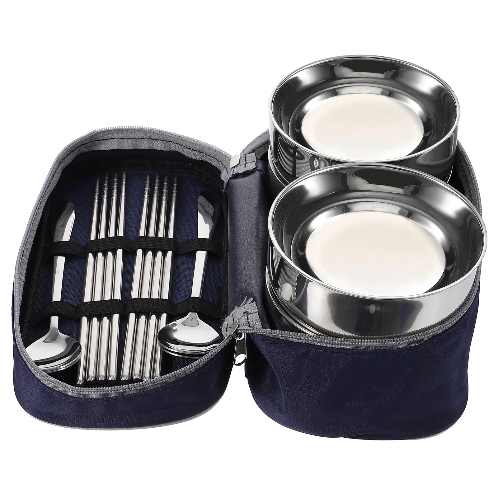 

Set Portable Stainless Steel Bowls Chopsticks Spoons Cutlery Camping Picnic Kitchen Tableware Travel Reusable