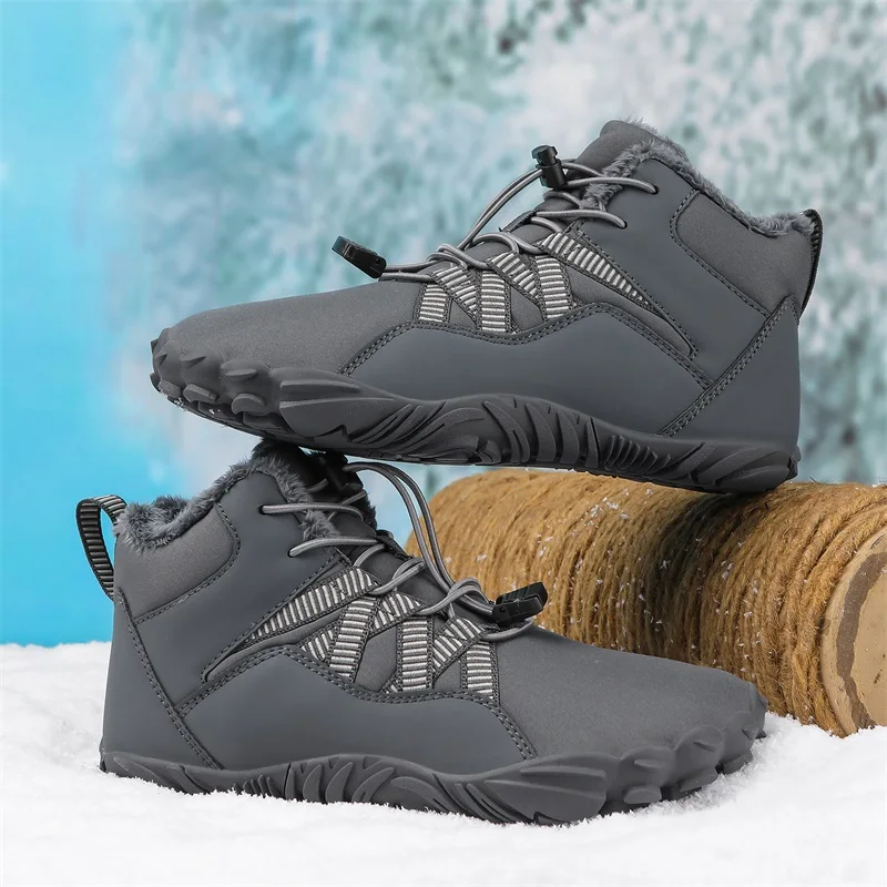 

Brand Winter Boots Men Women Snow Barefoot Shoes Waterproof Outdoor Hiking Shoes Plush Warm Casual Sneakers Winter Snow Boots