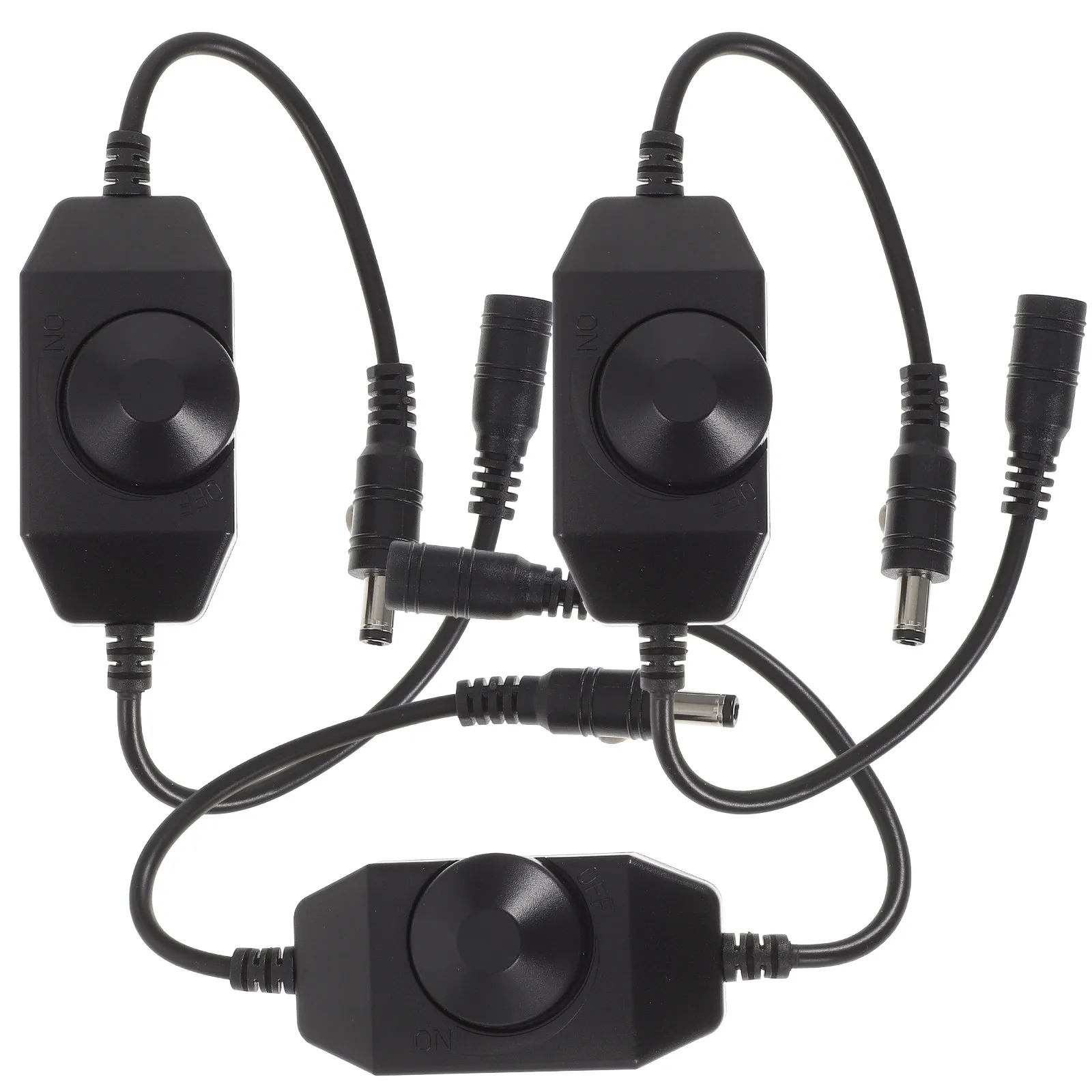 3Pcs Single Color LED Brightness Dimmer Rotary Knob Control Dc Jack No Wiring Required for LED Strip Rope Light