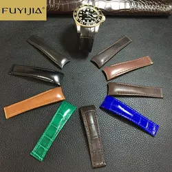 FUYIJIA Luxury Custom R-olex Watch Band 20MM Calibrator Alligator Strap Crocodile Skin Cordovan Watchbands Genuine Leather Belt