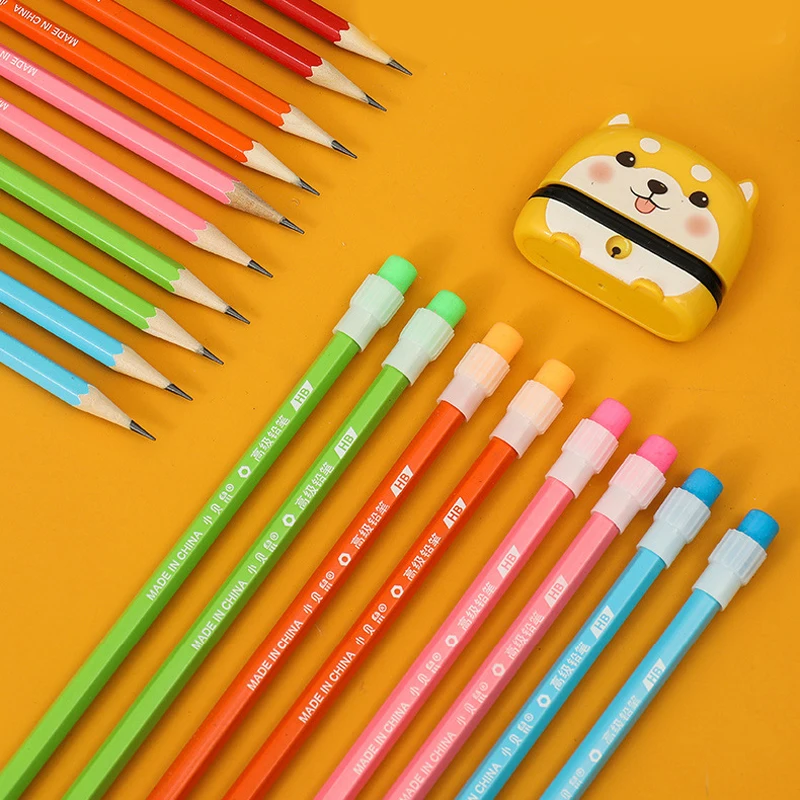 10Pcs /Lot Sketch Pencil Wooden Lead Pencils HB Pencil With Eraser  for Kids Gift Drawing Pencil School Writing Stationery Suppl